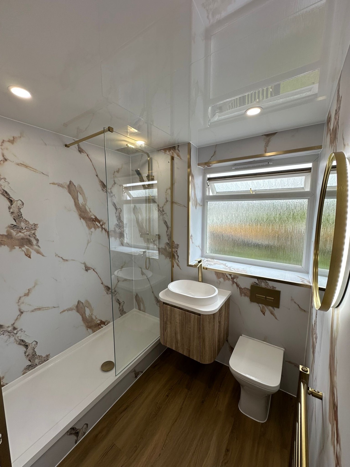 Rose gold marble bathroom